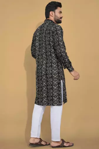 Traditional festive wear motifs men's readymade kurta pyjama