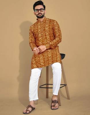 Traditional festive wear motifs men's readymade kurta pyjama 1