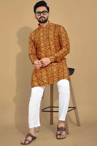 Traditional festive wear motifs men's readymade kurta pyjama