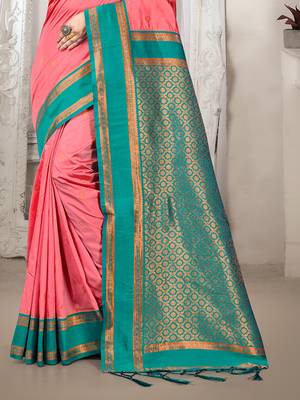 Sangam prints dark peach silk woven work traditional saree 3
