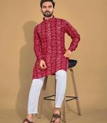 Traditional festive wear motifs men's readymade kurta pyjama