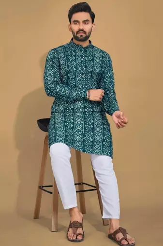 Traditional festive wear motifs men's readymade kurta pyjama