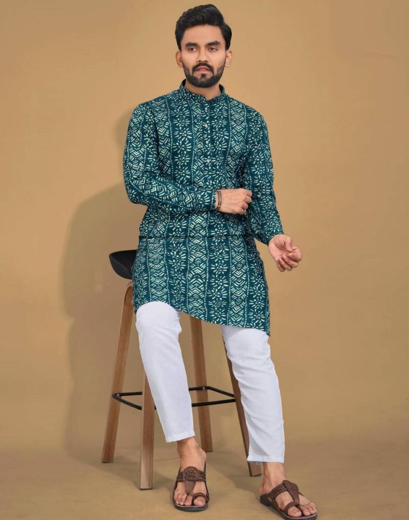 Traditional festive wear motifs men's readymade kurta pyjama