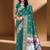 Sangam prints teal green.  silk with digital pallu woven work traditional saree