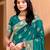 Sangam prints teal green.  silk with digital pallu woven work traditional saree