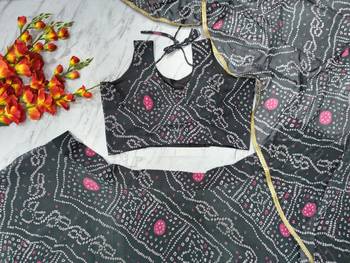 Black Color Bandhej Printed Work Georgette Lehenga Choli 1