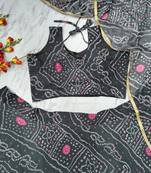 Black Color Bandhej Printed Work Georgette Lehenga Choli