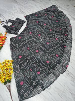 Black Color Bandhej Printed Work Georgette Lehenga Choli 3