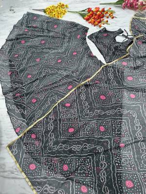 Black Color Bandhej Printed Work Georgette Lehenga Choli 4