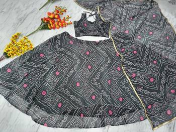 Black Color Bandhej Printed Work Georgette Lehenga Choli 5