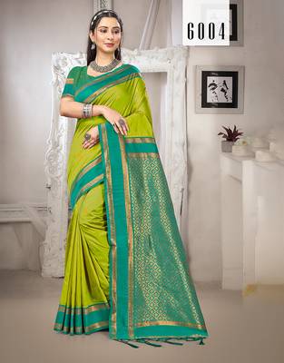 Sangam prints olive green silk woven work traditional saree 1