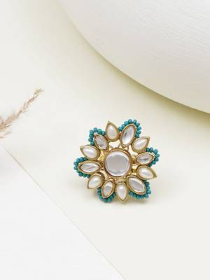 Adjustable kundan cocktail ring 2