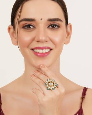 Adjustable kundan cocktail ring 3