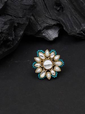 Adjustable kundan cocktail ring 4