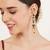 Black & gold kundan pearl earrings with ear chain