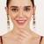 Black & gold kundan pearl earrings with ear chain