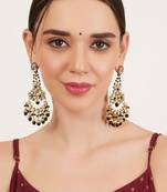 Black beaded kundan chandbali earrings
