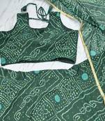 Green Color Bandhej Printed Work Georgette Lehenga Choli