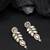 Green beaded leaf kundan stud earrings