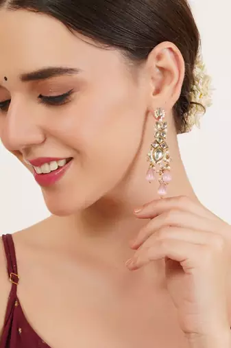 Ros   cascade kundan earrings