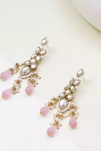Ros   cascade kundan earrings