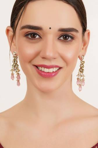 Ros   cascade kundan earrings