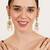 Orange kundan dangler earrings with ear chain