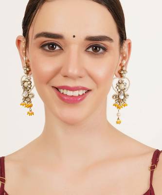 Heart shaped beaded kanauti earrings 1