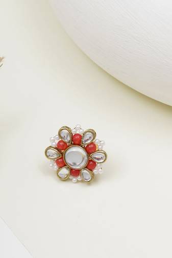 Beaded bloom adjustable ring