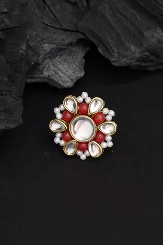 Beaded bloom adjustable ring