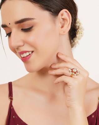 Beaded bloom adjustable ring 1
