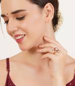 Beaded bloom adjustable ring
