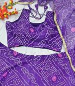 Purple Color Bandhej Printed Work Georgette Lehenga Choli