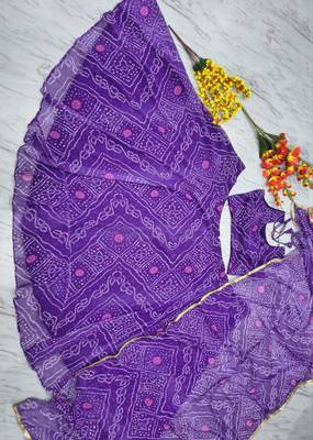 Purple Color Bandhej Printed Work Georgette Lehenga Choli 5