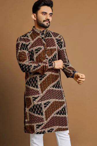 Traditional festive wear motifs men's readymade kurta only