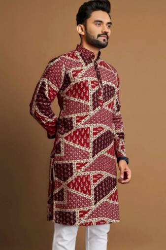 Traditional festive wear motifs men's readymade kurta only