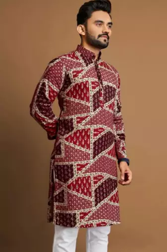 Traditional festive wear motifs men's readymade kurta only