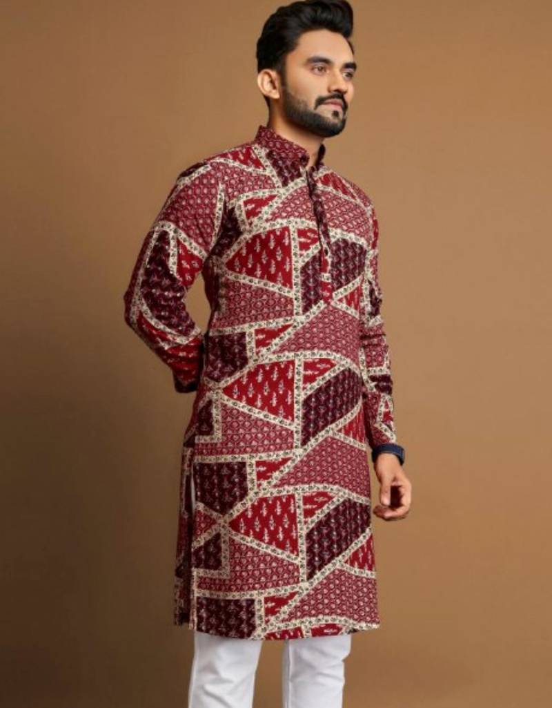 Traditional festive wear motifs men's readymade kurta only