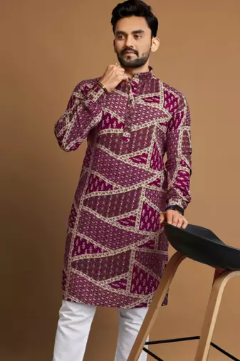 Traditional festive wear motifs men's readymade kurta only