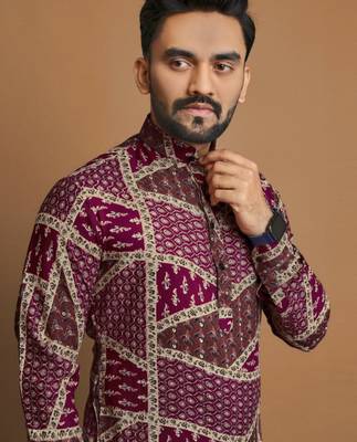 Traditional festive wear motifs men's readymade kurta only 2