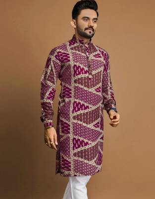 Traditional festive wear motifs men's readymade kurta only 4