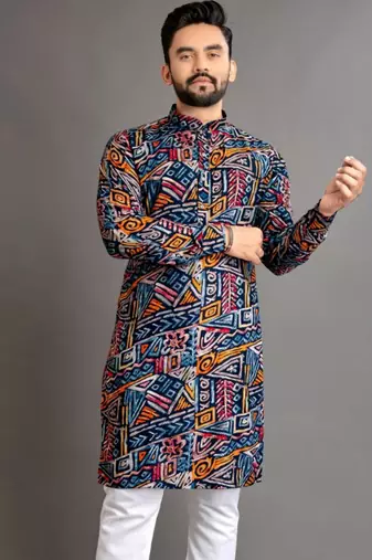 Traditional festive wear motifs men's readymade kurta only