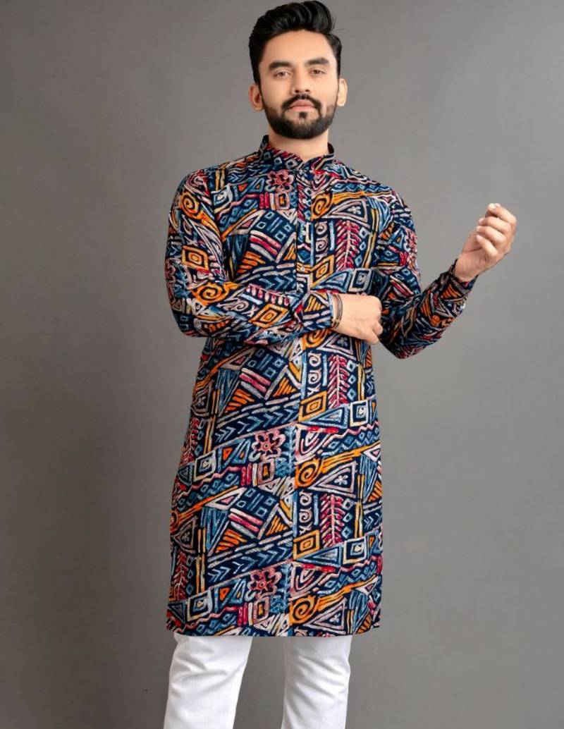 Traditional festive wear motifs men's readymade kurta only