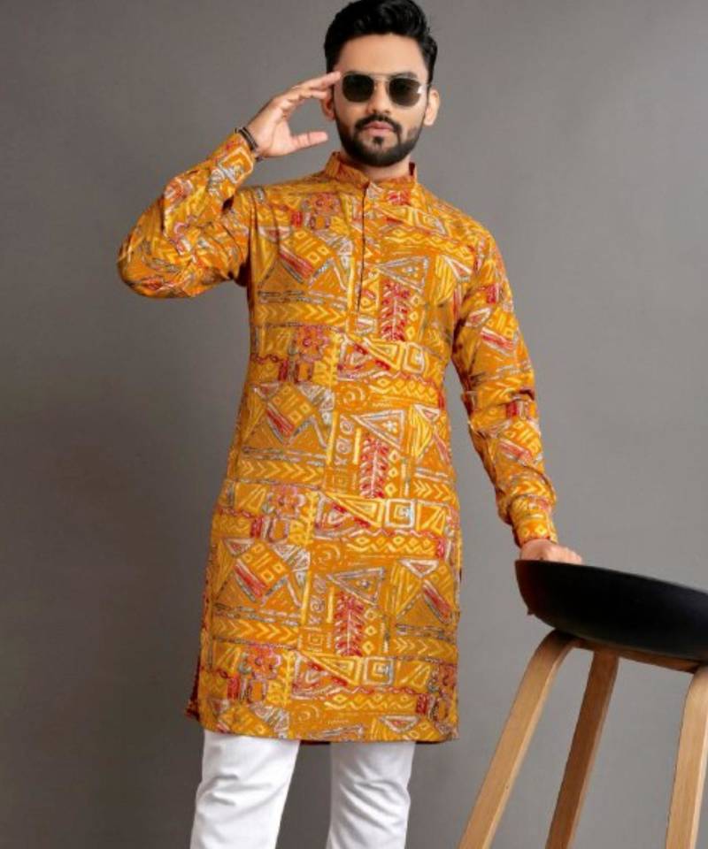 Traditional festive wear motifs men's readymade kurta only