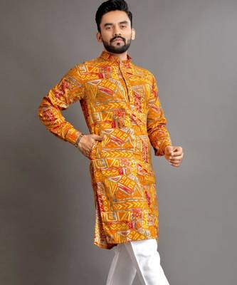 Traditional festive wear motifs men's readymade kurta only 2