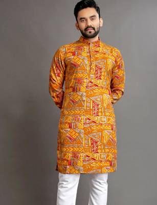 Traditional festive wear motifs men's readymade kurta only 4