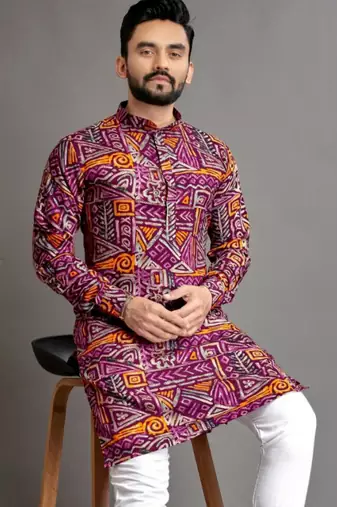 Traditional festive wear motifs men's readymade kurta only