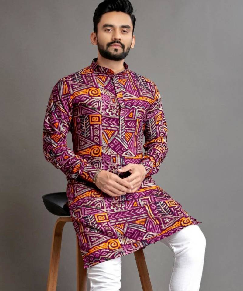 Traditional festive wear motifs men's readymade kurta only