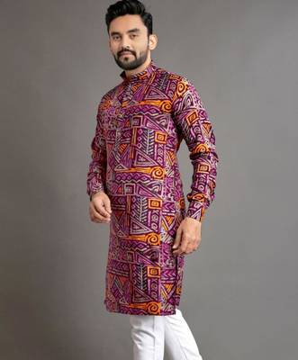Traditional festive wear motifs men's readymade kurta only 2