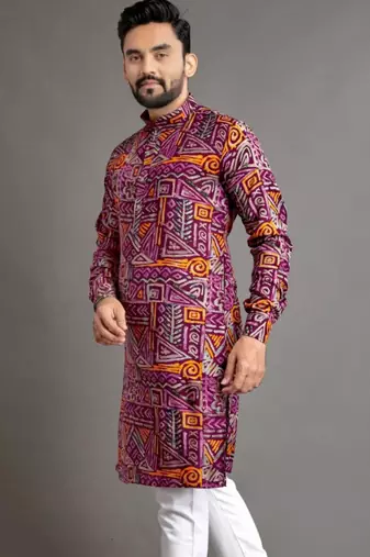 Traditional festive wear motifs men's readymade kurta only